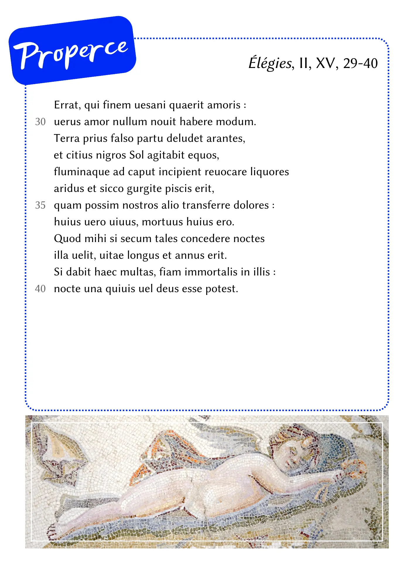 Properce, L’amour, cette belle folie